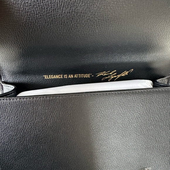 Karl Lagerfeld Black Crossbody Bag with Gold Accents - Picture 5 of 7